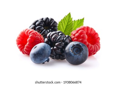 Berries with leaves on white background - Shutterstock ID 1938066874