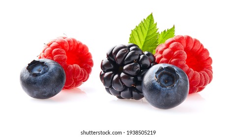 Berries with leaves on white background - Shutterstock ID 1938505219