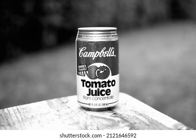 Berru, FRANCE On December 25, 2021 : Campbell’s Tomato Juice Can.