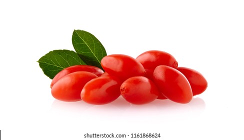 Berry Goji With Leaf Isolated