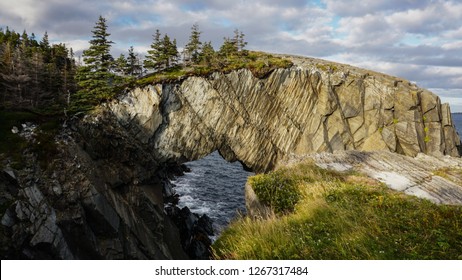 Berry Head Arch Rock Formation On The East Coast Trail Hiking Trail In Newfoundland, East Canada.