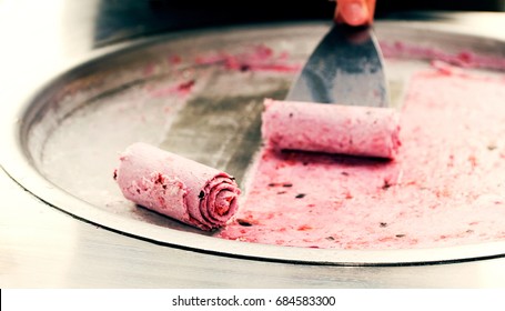 Berry ice cream roll