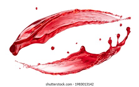 Berry Juice Splash, Red Compote Splash Isolated On White Background