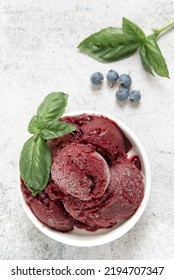 Berry Sorbet With Blueberries And Basil