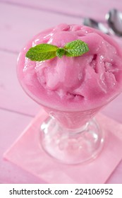 Berry Sorbet On A Pink Background.