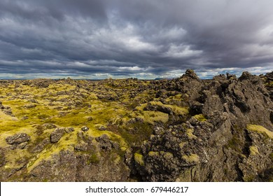 Berserkjahraun Lava Field Snaefellsnes Peninsula Iceland Stock Photo 