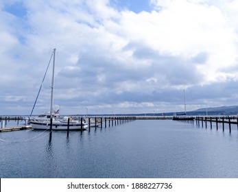 berths for boats and yachts, places for mooring boats and yachts. port, yachts, coast, boats in the rain, Torekov, Sweden, North Sea - Shutterstock ID 1888227736