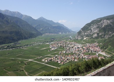 Besenello town in Adige river valley - Shutterstock ID 1409831987