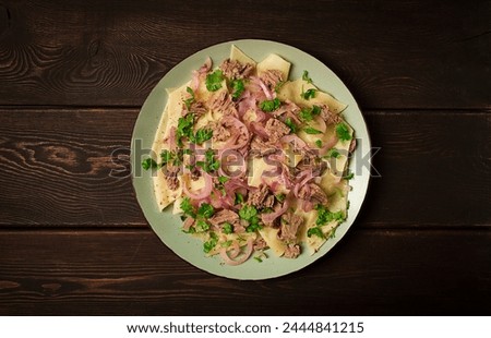 Beshbarmak, Kazakh meat, boiled meat with noodles,