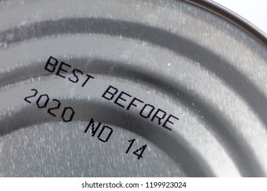 Best Before Date On Canned Food, Close Up.