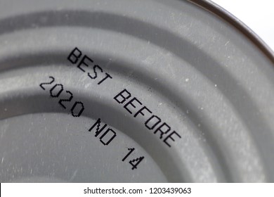 Best Before Date On Canned Food, Close Up.