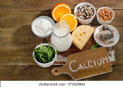 Best Calcium Rich Foods Sources. Healthy eating. Top view