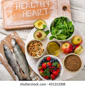 Best Food For Healthy Heart. Heart-healthy Diet.Top View