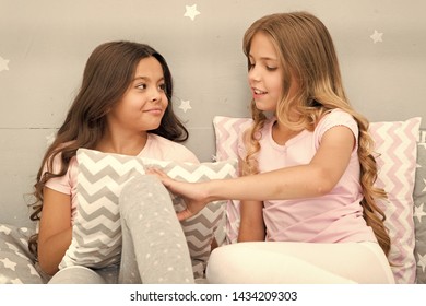 Best Friends Forever. Soulmates Girls Having Fun Bedroom Interior. Childhood Friendship Concept. Girls Best Friends Sleepover Domestic Party. Girlish Leisure. Sleepover Time For Fun Gossip Story.