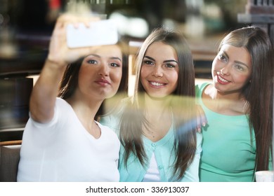 Best Friends Together Takes Selfie In The Mirror