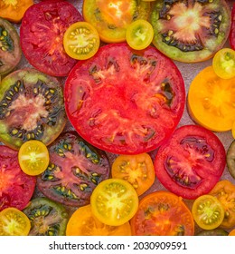 Best Heirloom Tomato Varieties. Delicious Heirloom Tomatoes Sliced In Half.