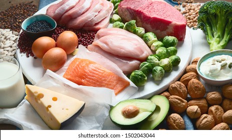 Best High Protein Foods. Healthy Eating Concept. Health And Body Building Food. 