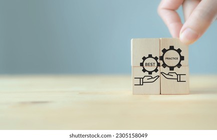 Best practice, business concept. Analyzing current operations, identifying areas for improvement, developing solutions and implementing changes to increase productivity and profitability.  - Shutterstock ID 2305158049
