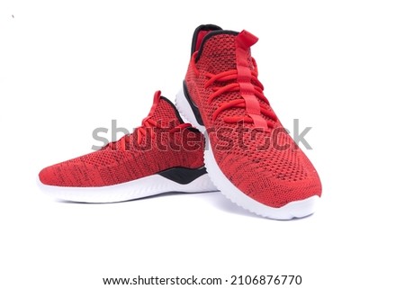 The best red running shoes. Isolated on white background. Newest concept.