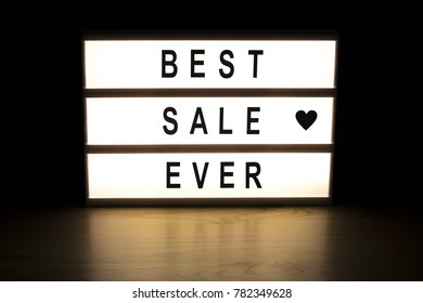 Best Sale Ever Light Box Sign Board On Wooden Table. 