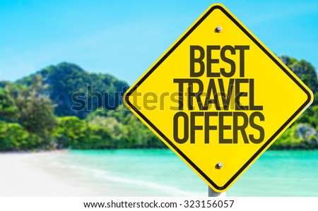 Best Travel Offers sign with beach background