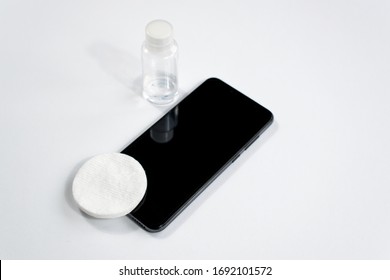 Best Way To Clean And Disinfect Your Sanitize Cell Phone, Protect Helth Coronavirus Germs White Background