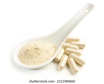 Beta Glucan acid with Capsules isolated on white Background - Healthy Nutrition