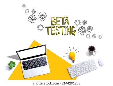 Beta testing with computers and a light bulb