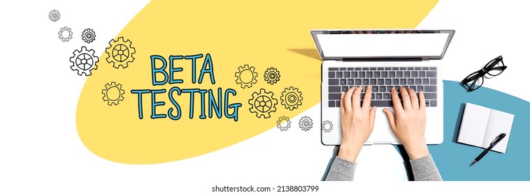Beta testing with person using a laptop computer