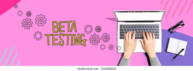 Beta testing with person using a laptop computer