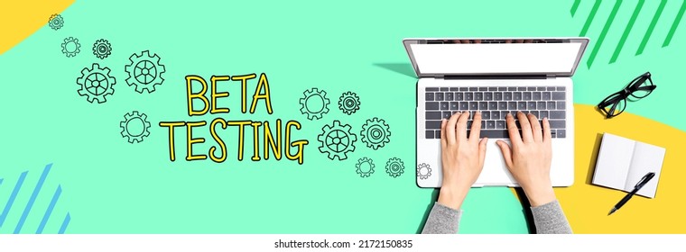 Beta testing with person using a laptop computer