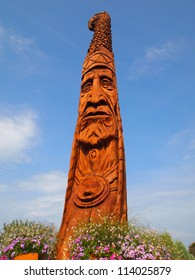 BETHANY BEACH, DE-AUG 14:Totem Pole In Bethany Beach, DE On August 14, 2012. The Pole Was Designed By Sculptor Peter Wolf Toth, As Part Of His 