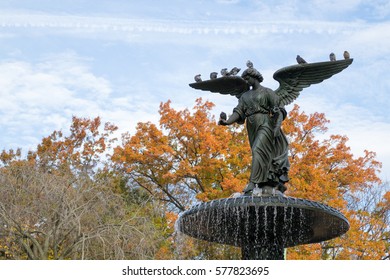 The Bethesda fountain located in the lower level of The Terrace in Central park was designed by Emma Stebbins in 1868 - Powered by Shutterstock