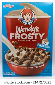 Bethesda, Maryland - April 19 2022: Wendy's Frosty Chocolatey Cereal Box