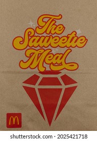 Bethesda, Maryland - August 15 2021: The Saweetie Meal From McDonald's Bag