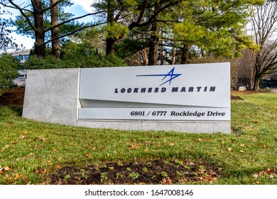 Bethesda, Maryland, USA- January 12, 2020: Sign Of Lockheed Martin Corporation In Maryland, USA. 