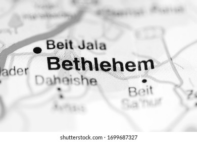 Bethlehem On A Geographical Map Of Israel