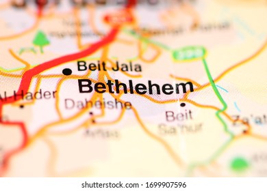 Bethlehem On A Geographical Map Of Israel