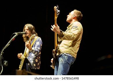 Bethlehem, PA - USA - 08-05-2019: Scott Shriner And Brian Bell Of Weezer Performing Live.