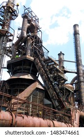 Bethlehem, PA/USA - July 21, 2019: Decaying Steel Structures Of The Old Abandoned Bethlehem Steel Plant, Once The Second-largest Steel Producer In The United States.