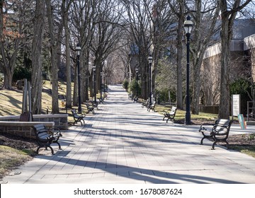 Bethlehem, Pennslvania, USA- March 7, 2020-Lehigh University, Empty Campus, Classes Go On-line.