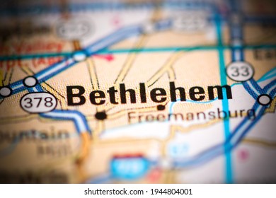 Bethlehem. Pennsylvania. USA On A Geography Map