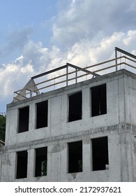 Beton Construction Site. Concept Of A Building New Living Houses In Europe Made Of Concrete.