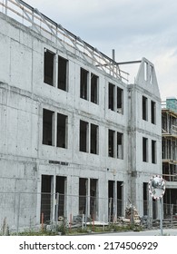 Beton Construction Site. Concept Of A Building New Living Houses In Europe Made Of Concrete.