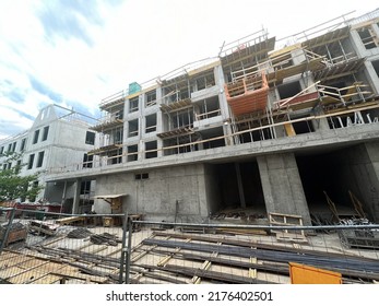 Beton Construction Site. Concept Of A Building New Living Houses In Europe Made Of Concrete.