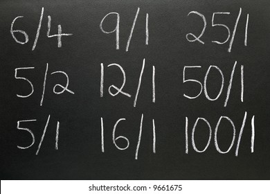 Betting Odds Written On A Blackboard.