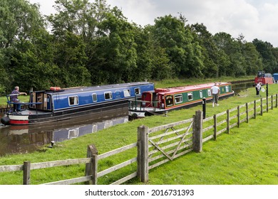 BETTISFIELD, CLWYD, WALES - JULY 10: Canal Boat Holiday In Bettisfield, Clwyd On July 10, 2021. Five Unidentified People