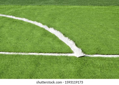 Between The Dividing Line Of The Football Field, Artificial Grass And The Surrounding Area Is Under Repair.