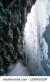 Between the icefall and the rock