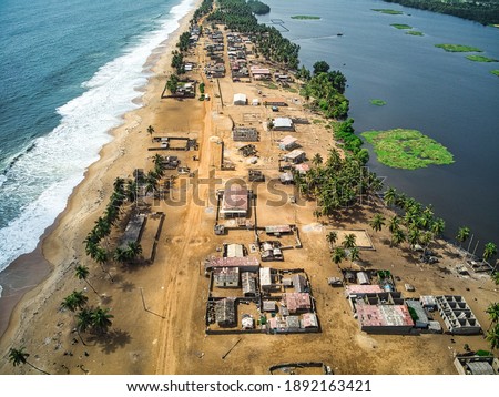 between sea and lagoon, a small village in Cote D'Ivoire 